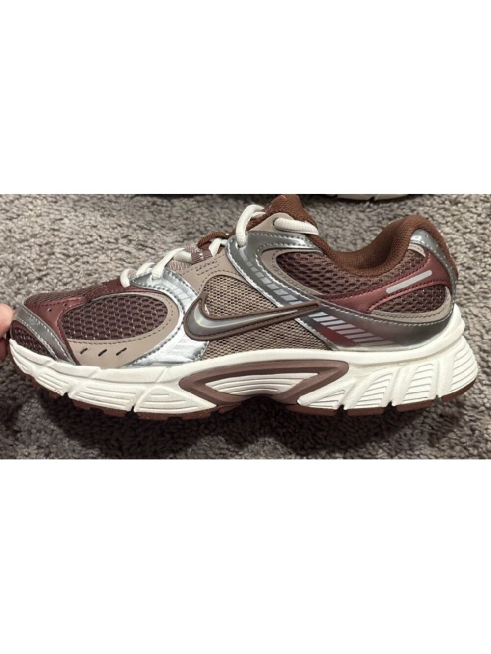 Great! Size 10-Nike V5 Smokey Mauve Metallic Silver Mesh Shoes HQ7901-200